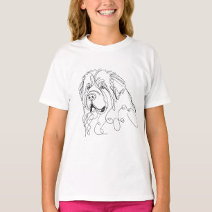 T-shirt Dessin à main levée de Terre-Neuve minimaliste en