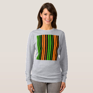 T-shirt Dessin à rayures verticales orange vert noir