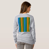 T-shirt Dessin à rayures verticales vert orange bleu (Dos entier)