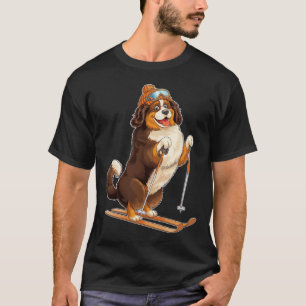 T-shirt Dessin amusant Chien de Cartoon Profitant Du Ski