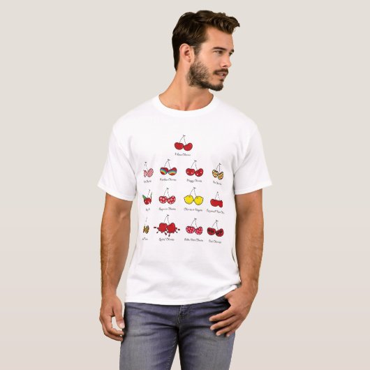 T-shirt Dessin amusant Comique drôle Cheeky Red Cherries C (Devant entier)