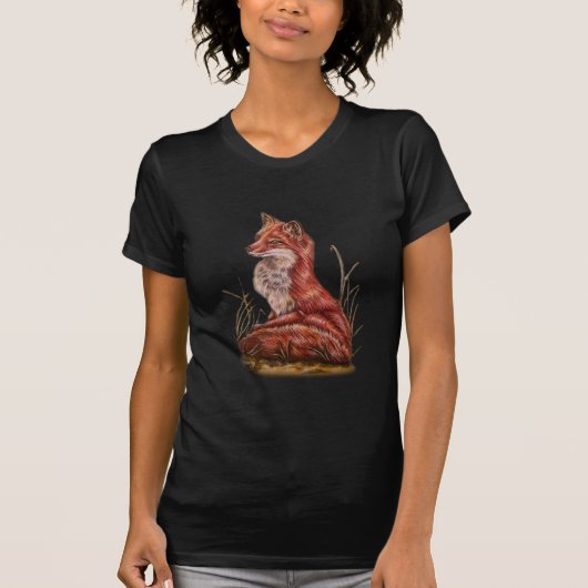 T-shirt Dessin animal rouge d'art de Fox (Devant)
