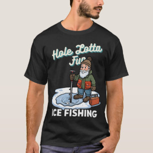 T-shirt Dessin animé amusant Trou de pêche sur glace Beauc