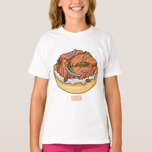 T-shirt dessin animé de bagel saumon