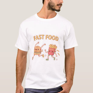 T-shirt Dessin animé de burger et de frites de fast-food d