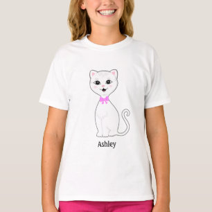 T-shirt Dessin animé de chat blanc mignon