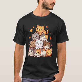 T-shirt Dessin animé de chat mignon Kawaii Chats