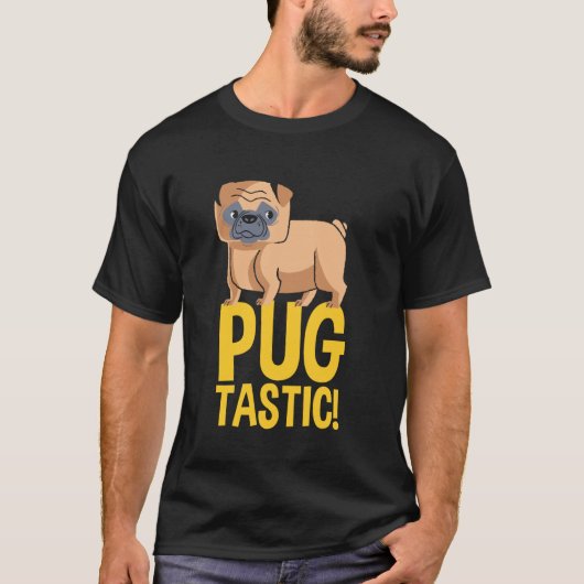 T-shirt dessin animé de conception de pug pug tastic (Devant)