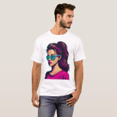 T-shirt Dessin animé de fille funky (Devant entier)