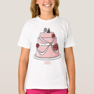 T-shirt dessin animé de gâteau mariage