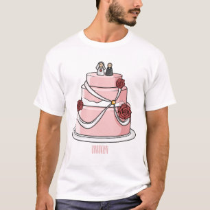 T-shirt dessin animé de gâteau mariage