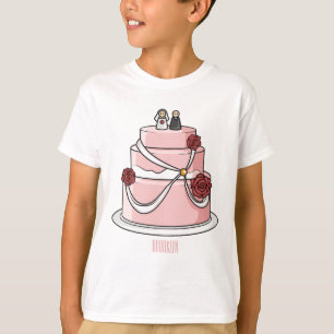 T-shirt dessin animé de gâteau mariage