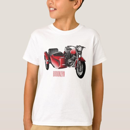 T-shirt dessin animé de la moto Sidecar (Devant)