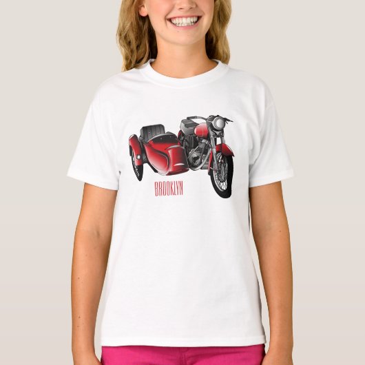 T-shirt dessin animé de la moto Sidecar (Devant)