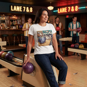 T-shirt Dessin animé de pigeons drôles jouant au bowling s
