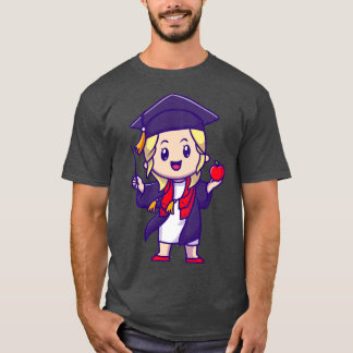 T-shirt Dessin animé de remise de diplôme de fille mignonn