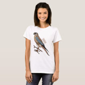 T-shirt dessin animé d'oiseau-kestrel américain (Devant entier)