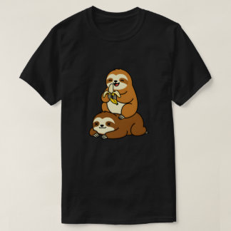 T-shirt Dessin animé drôle de paresseux mignon mangeant un