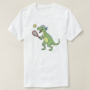 T-shirt Dessin animé drôle T-Rex jouant au tennis Dinosaur