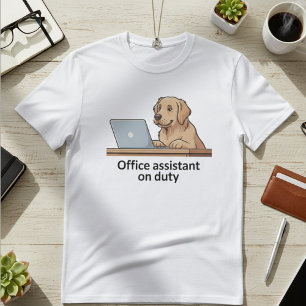 T-shirt Dessin animé d'un chien d'assistant de bureau drôl
