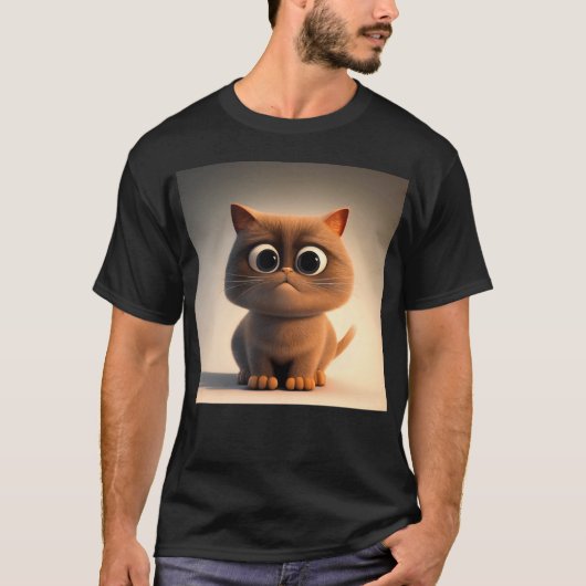 T-shirt dessin animé illustration d'un chat mignon (Devant)
