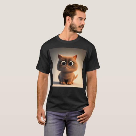 T-shirt dessin animé illustration d'un chat mignon (Devant entier)