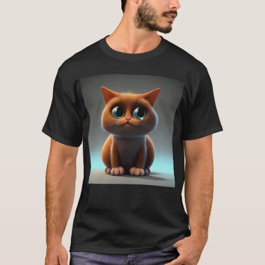 T-shirt dessin animé illustration d'un chat mignon (Devant)