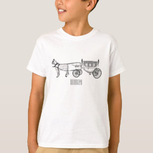 T-shirt dessin animé mariage cheval & calèche