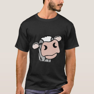 T-shirt dessin animé vache noir blanc rose baiser gris ani