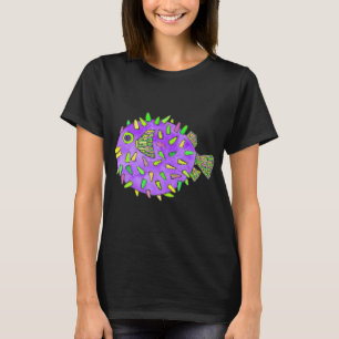 T-shirt Dessin aquarelle Poisson-Tétraodon violet