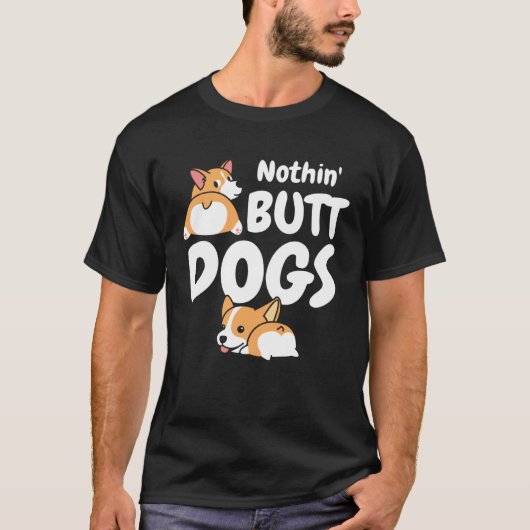 T-shirt Dessin arrière pas de cul chien mignon Corgi (Devant)
