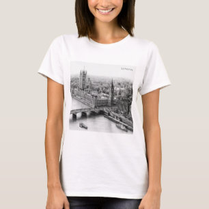 T-shirt Dessin au crayon noir et blanc de Londres