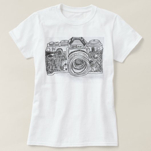 T-shirt Dessin au trait appareil-photo (Design devant)