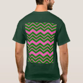 T-shirt Dessin chevron zigzag vert rose  (Dos)