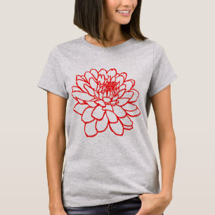 T-shirt Dessin Chrysanthemum - Rouge