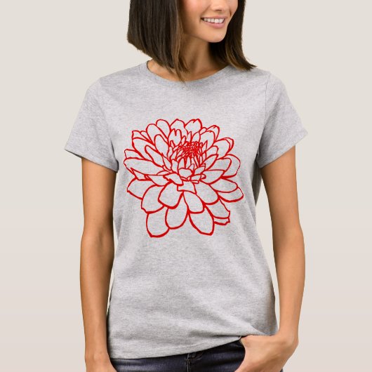 T-shirt Dessin Chrysanthemum - Rouge (Devant)