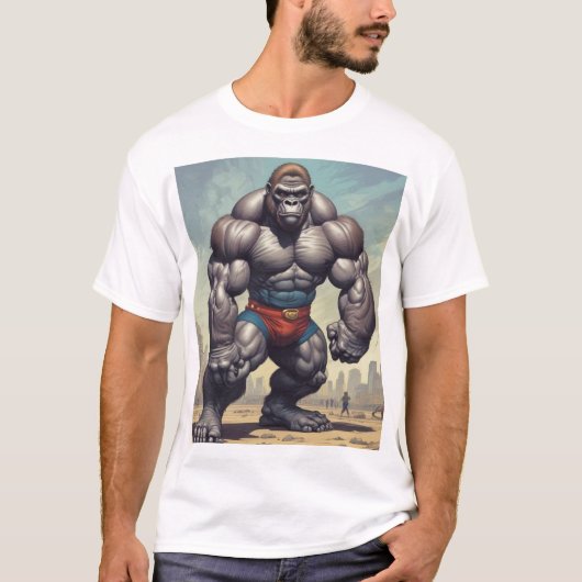 T-shirt Dessin d'art pop de Gorilla Bodybuilder (Devant)