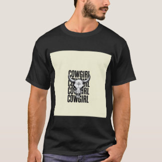 T-shirt Dessin de bande dessinée d'un crâne de vache centr