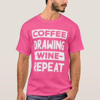 T-shirt Dessin de café Vin Peinture à répétition Peinture