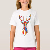 T-shirt Dessin de cerf en polygone faible (Devant)