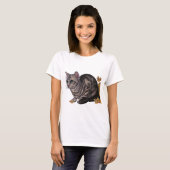 T-shirt Dessin de chat avec des jonquilles (Devant entier)
