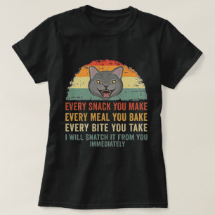 T-shirt Dessin de chat voleur de snacks rétro drôle