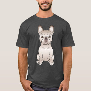 T-shirt Dessin de chien bouledogue français couleur crème