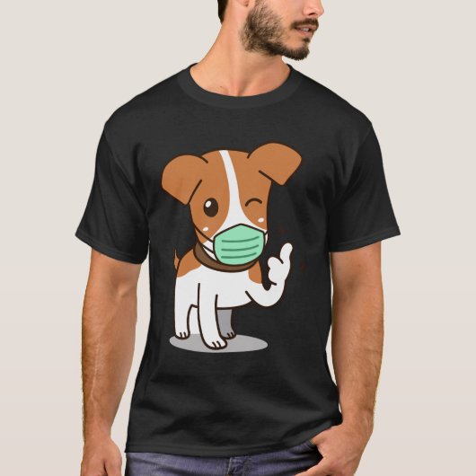 T-shirt Dessin de chien portant un masque (Devant)
