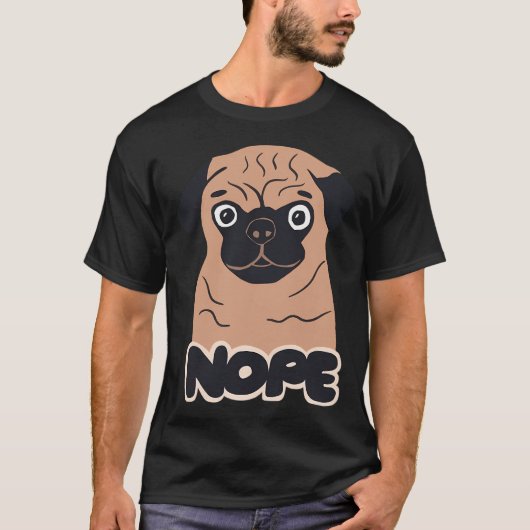 T-shirt Dessin de chien pug non (Devant)