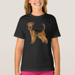 T-shirt Dessin de chien Terrier Airedale mignon Bingley Te