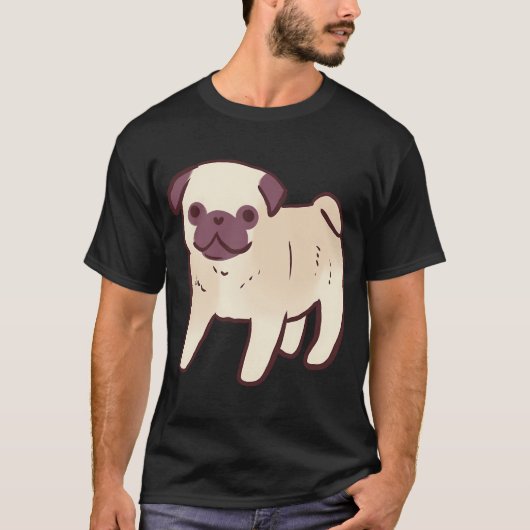 T-shirt Dessin de chiot Pug (Devant)