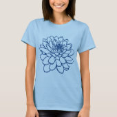 T-shirt Dessin de chrysanthème - Style bleu indigo (Devant)