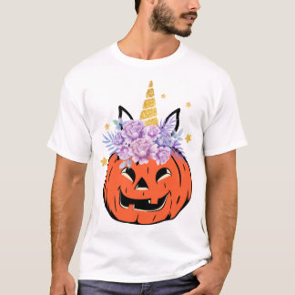 T-shirt Dessin de citrouille licorne Halloween