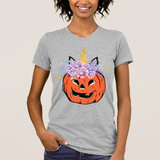 T-shirt Dessin de citrouille licorne Halloween